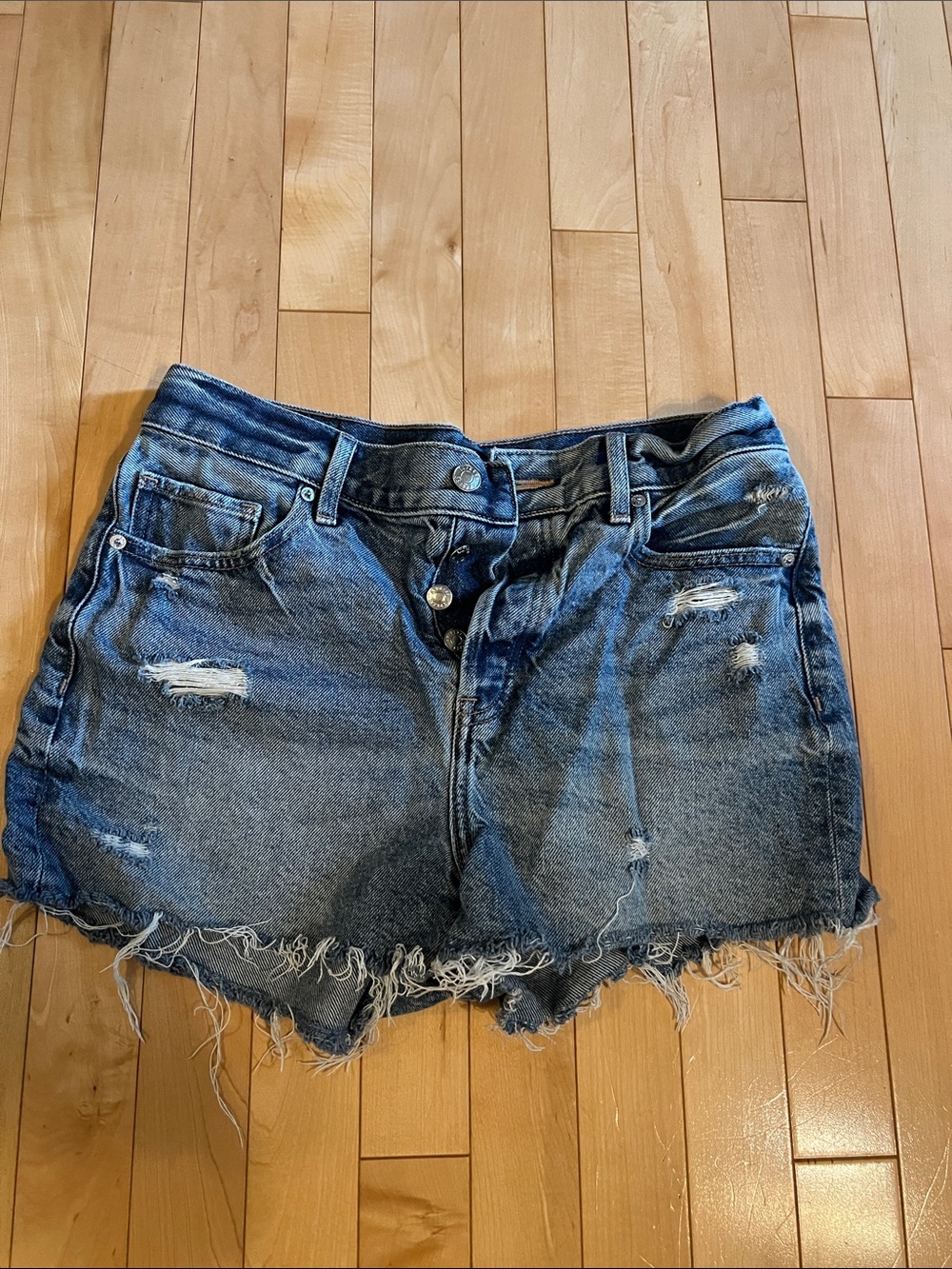 Express Blue Denim Shorts with Contrast Stitching